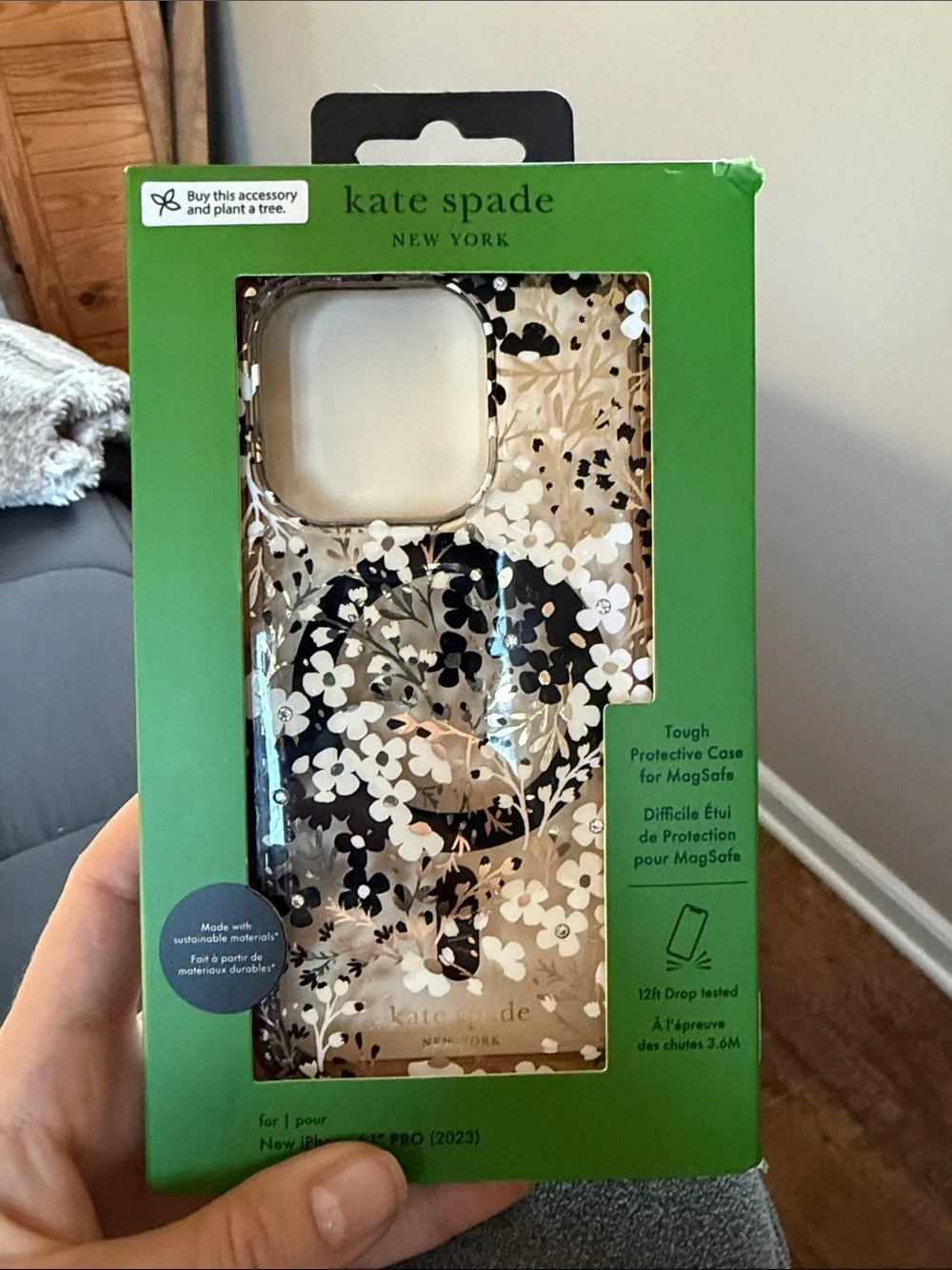 kate spade iPhone 15 Pro Floral MagSafe Case - Gold & Black Options